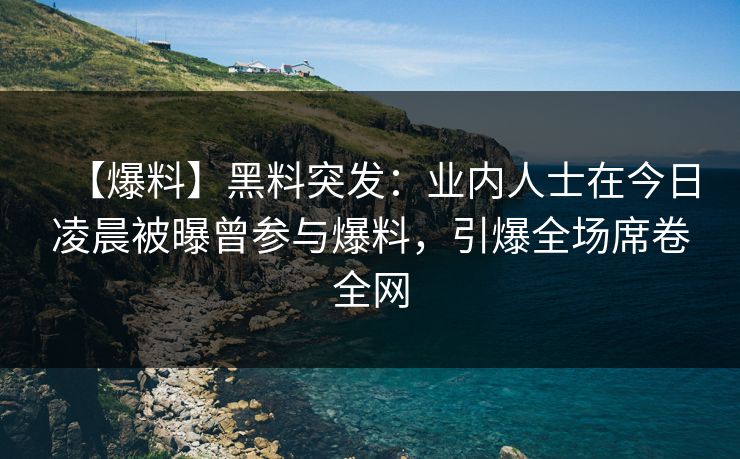 【爆料】黑料突发：业内人士在今日凌晨被曝曾参与爆料，引爆全场席卷全网