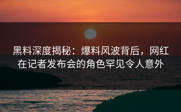 黑料深度揭秘：爆料风波背后，网红在记者发布会的角色罕见令人意外