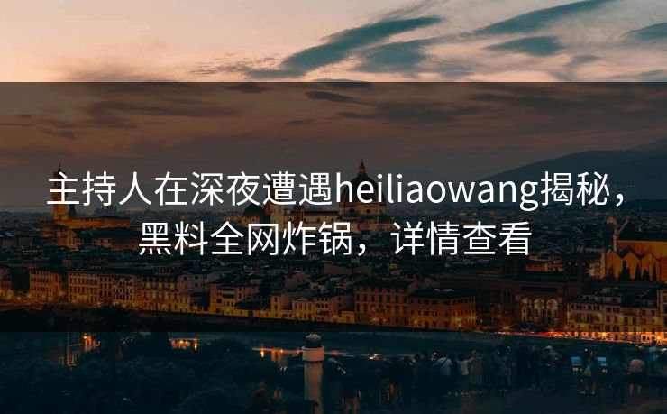 主持人在深夜遭遇heiliaowang揭秘，黑料全网炸锅，详情查看