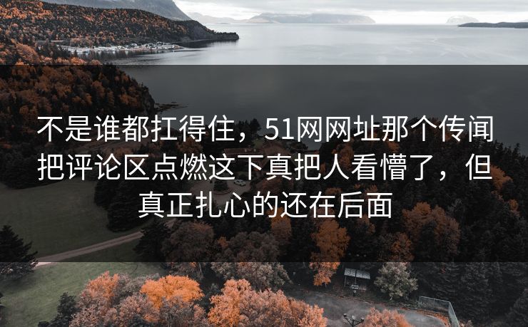 不是谁都扛得住，51网网址那个传闻把评论区点燃这下真把人看懵了，但真正扎心的还在后面