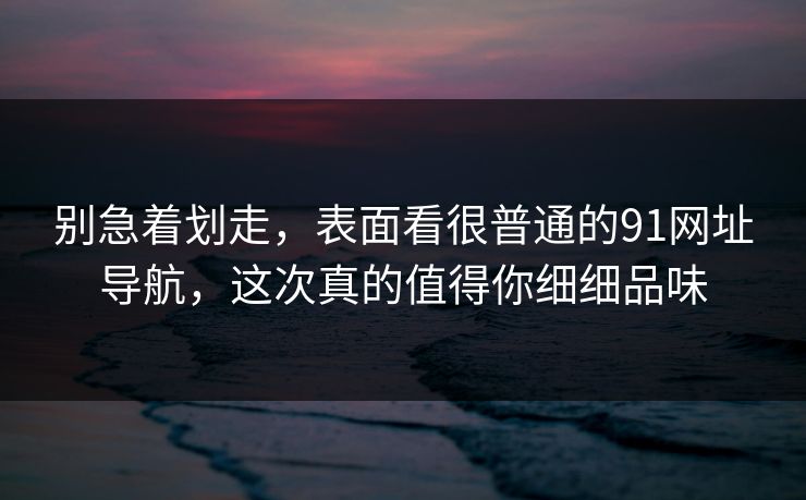 别急着划走，表面看很普通的91网址导航，这次真的值得你细细品味